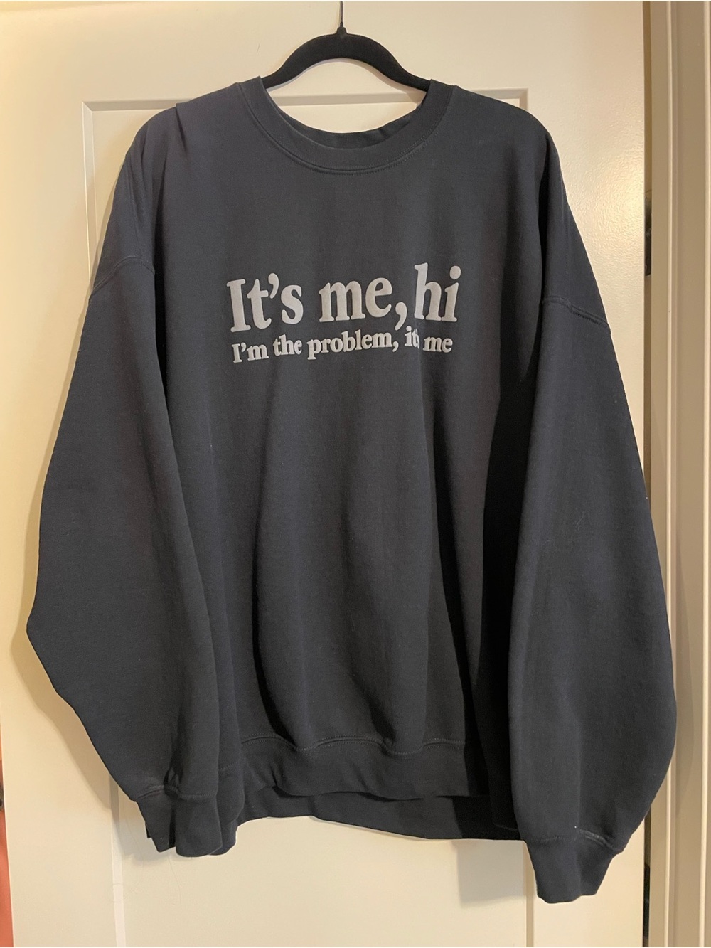 Black Crewneck Sweatshirt with Script Graphic